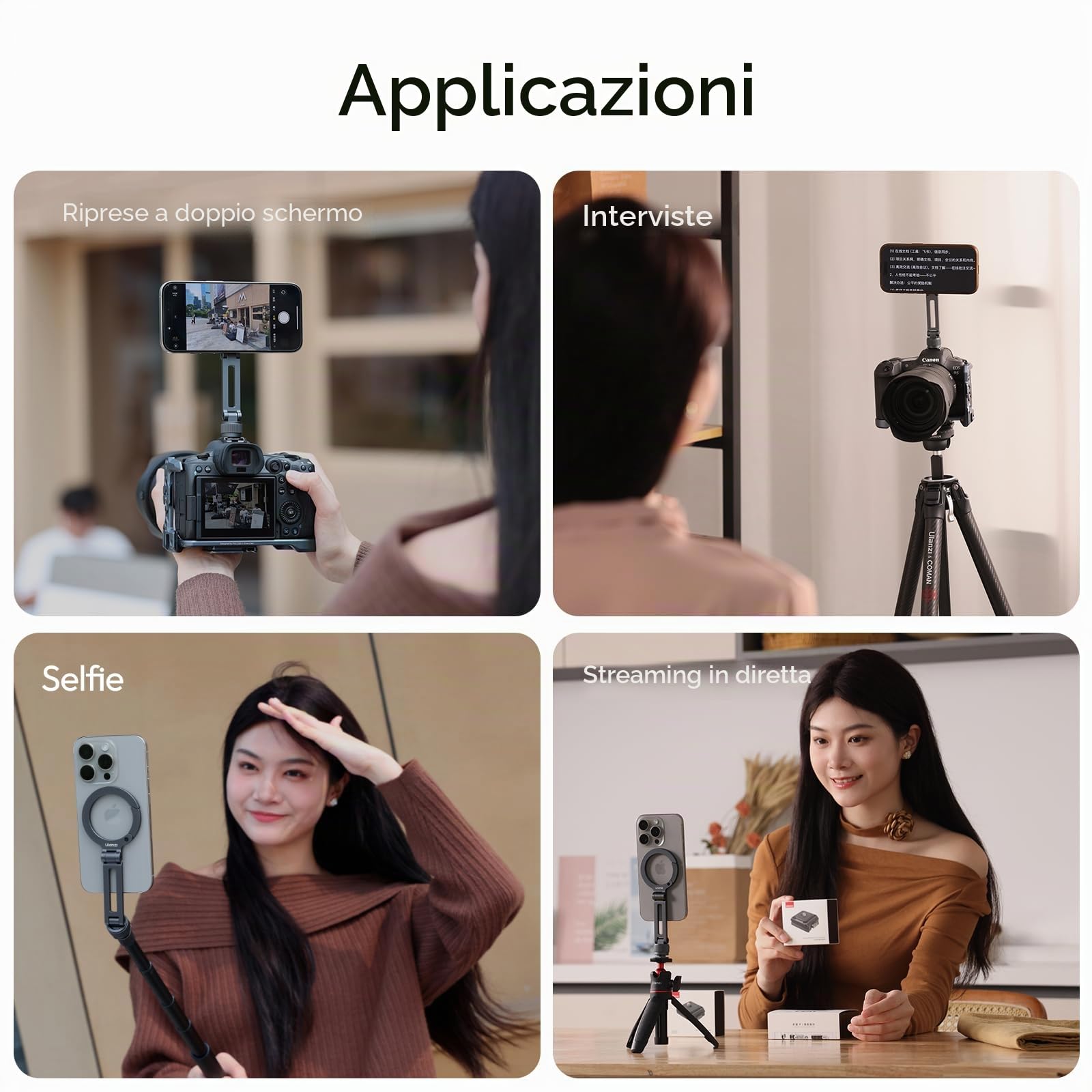 ULANZI MA07 Supporto magnetico per treppiede per telefono, supporto per telefono in alluminio con vite da 1/4", adattatore in metallo con scarpa fredda per fotocamera digitale, compatibile con iPhone