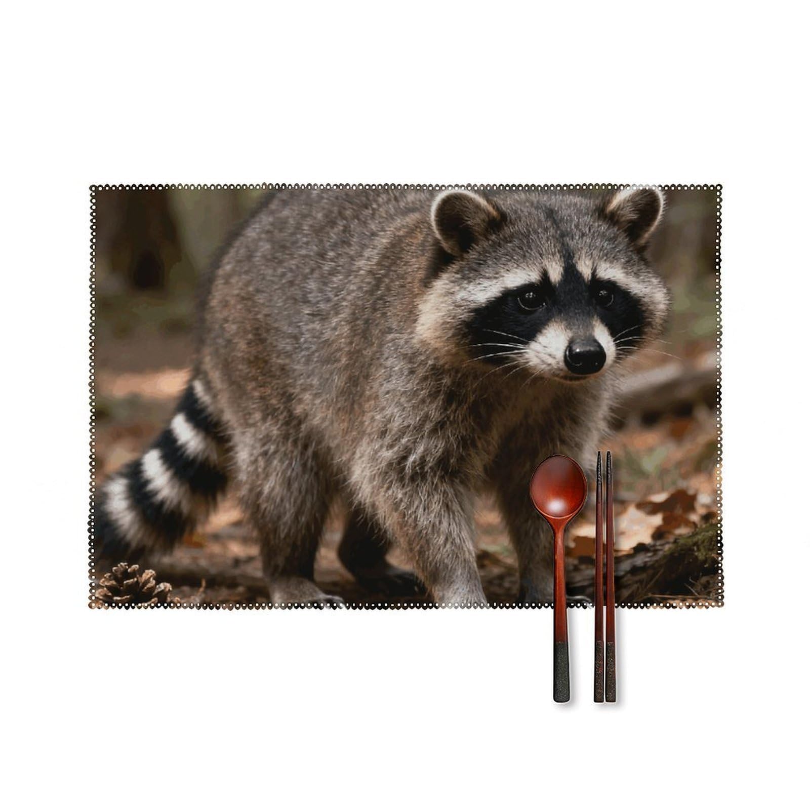Raccoon Placemats Set of 6 Wipeable Table Mats for Kitchen Dining Table Heat Resistant Waterproof Modern Indoor/Outdoor Non-Slip Easy Clean Place Mats