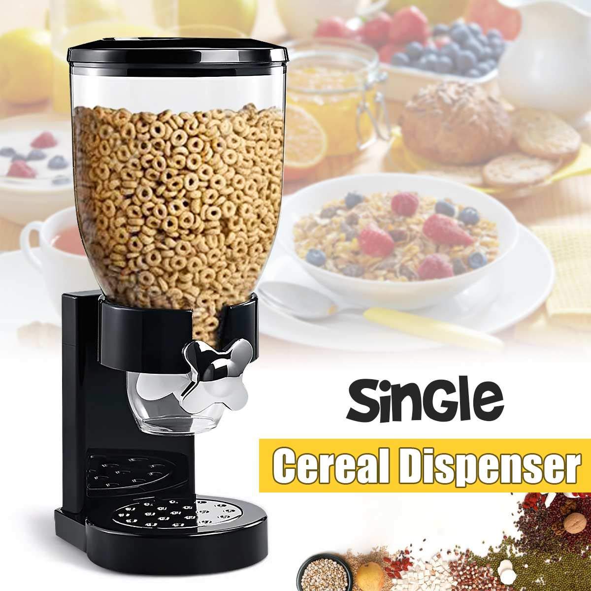 24x7 eMall Airtight Kitchen Storage Cereal Food Dispenser, Black Single Jar 1