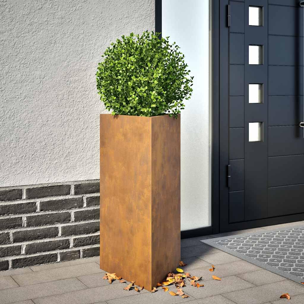 Macetero de 2 piezas, triangular, 40 x 40 x 75 cm, acero resistente a la intemperie, grande, grande, para interior, para terraza, jardín, patio, balcón