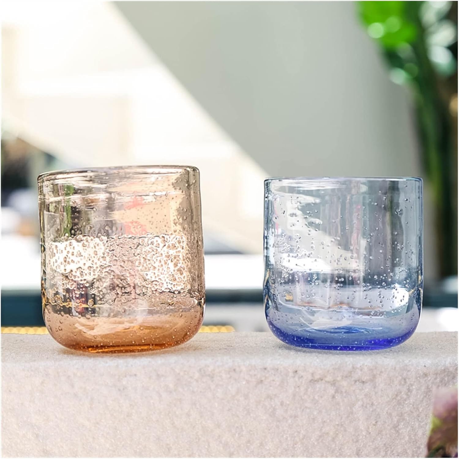 Water Glasses 2 Pcs Glass Fashion Couple Water Cups 350ml Handmade Water Juice Milk Cocktail Glasses Exquisite Cup for Friends Glass Cups