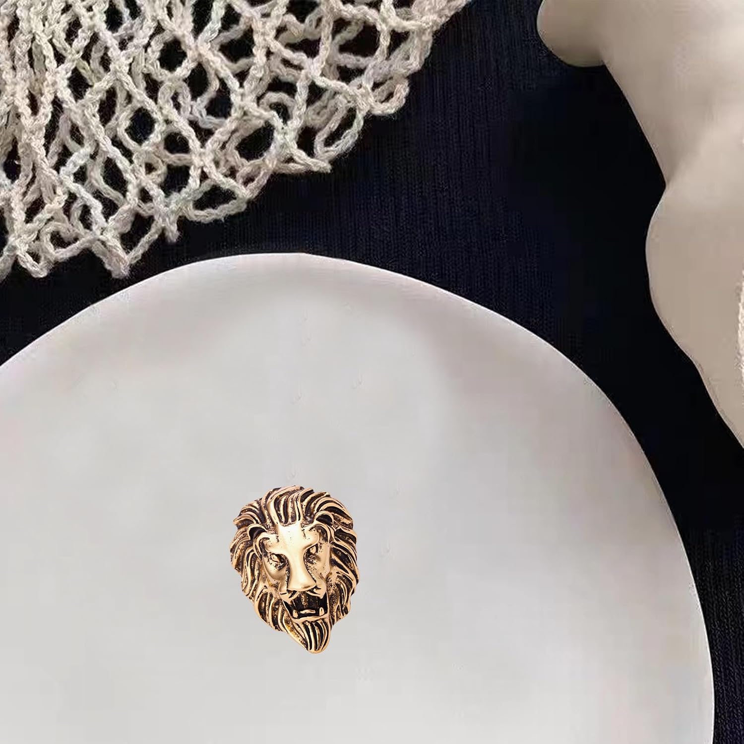 Vintage African Lion Head Brooch for Women Unique Tribal Animal Pin Party Jewelry for Blazer, Coat, Scarf