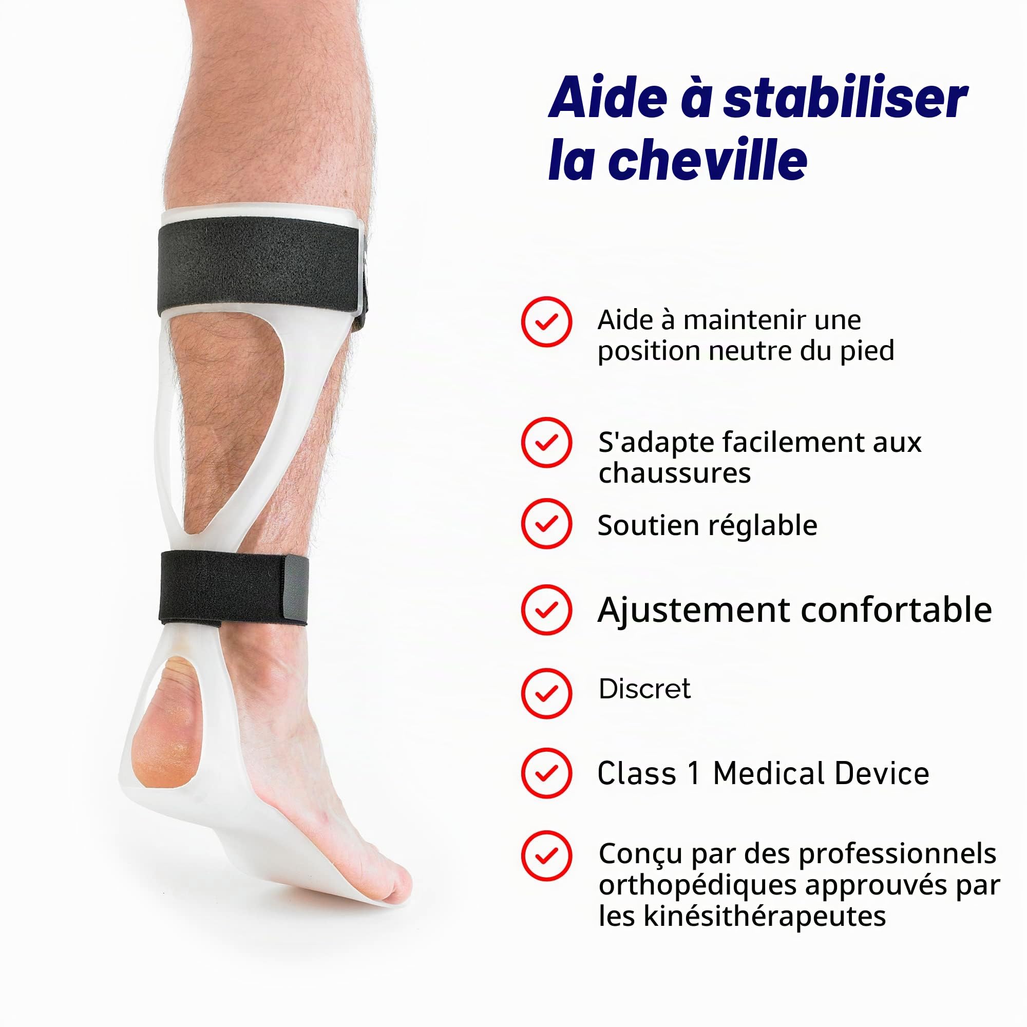 Neo G Reflex AFO/Drop Foot - Support pour pied tombant, blessure du nerf, position du pied, soulagement de la pression, orthèse de cheville et du pied - Appareil médical de classe 1 - Large - Gauche - Unisexe