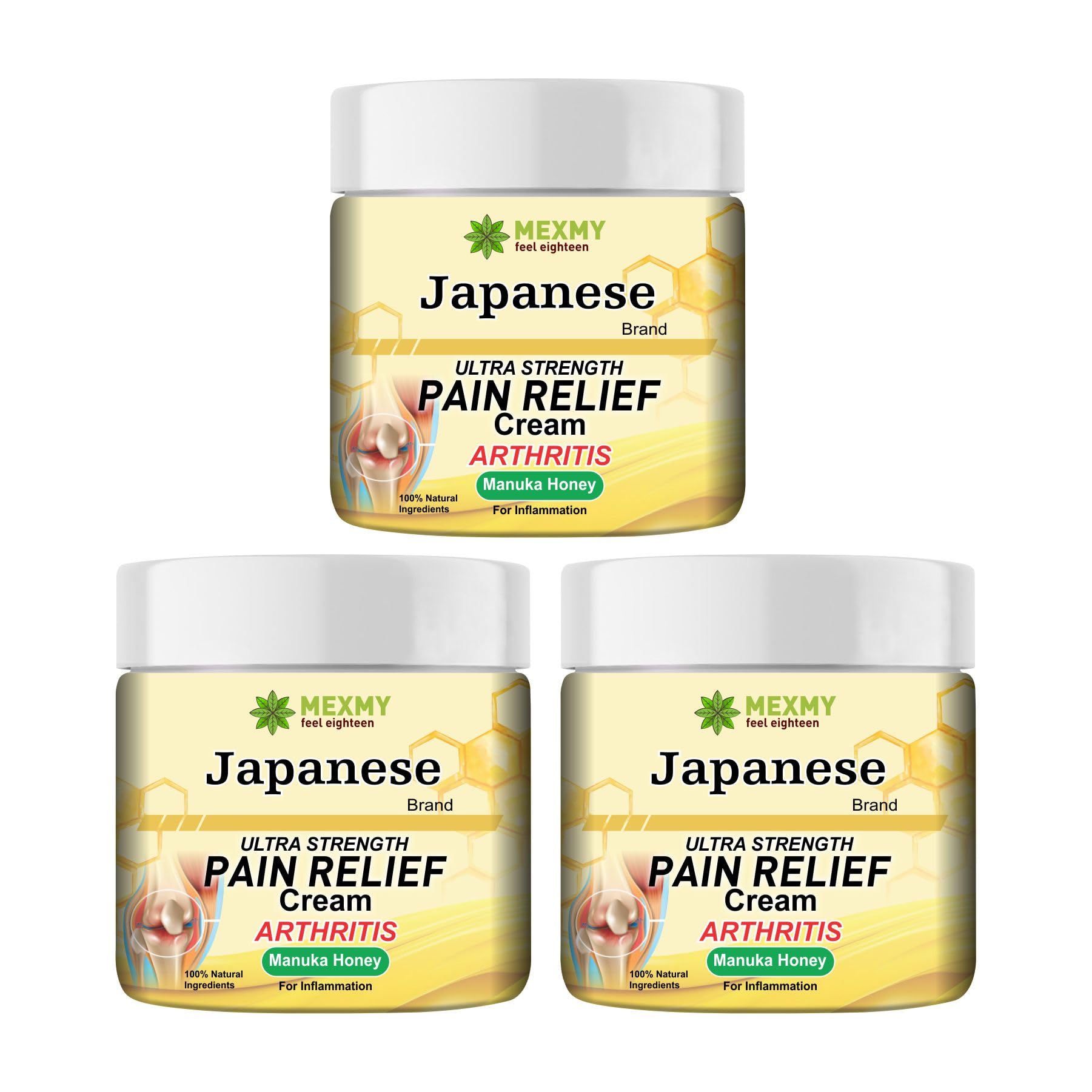 Mexmy Ultra Fast Pain Relief Cream - 100g | Suitable for Back Pain, Muscle Pain, Joint Pain, Knee Pain | 100% Ayurvedic Formula | Suitable for Sports & Gym related injuries ((300gm- Pack Of 3))