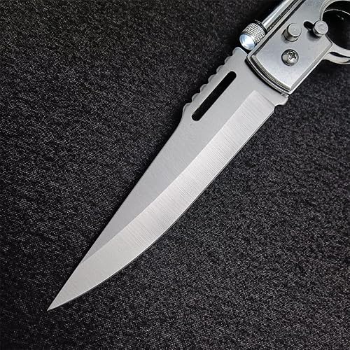 Miniatura 6 de AK47 - Cuchillo plegable de bolsillo con botón de bloqueo de botón, hoja de acero inoxidable, mango de madera y clip de bolsillo, cuchillo portátil