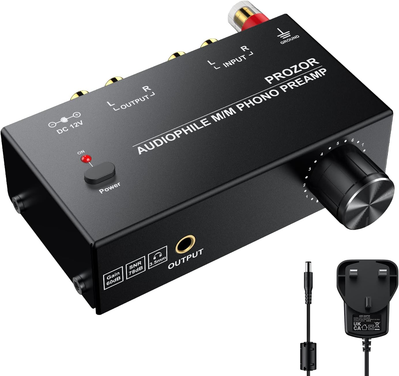 Phono Preamp - Preamplifier for M/M Turntable RCA Input & RCA 3.5mm Output Phono Amplifier with Volume Control Pre AMP with 12V 1A Power Adapter Only for M/M Record Player