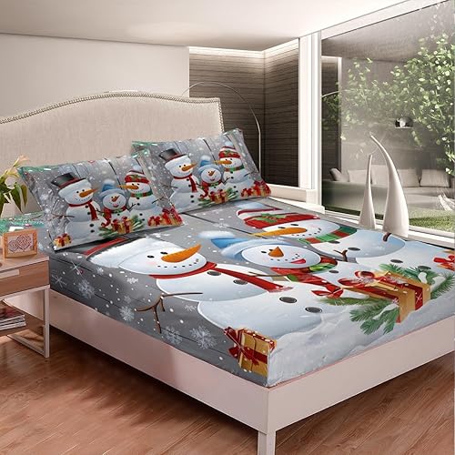 Miniatura 9 de Manfei Sábana bajera ajustable de Navidad, tamaño individual, juego de ropa de cama de 2 piezas con diseño de hojas verdes de camión rojo, Papá