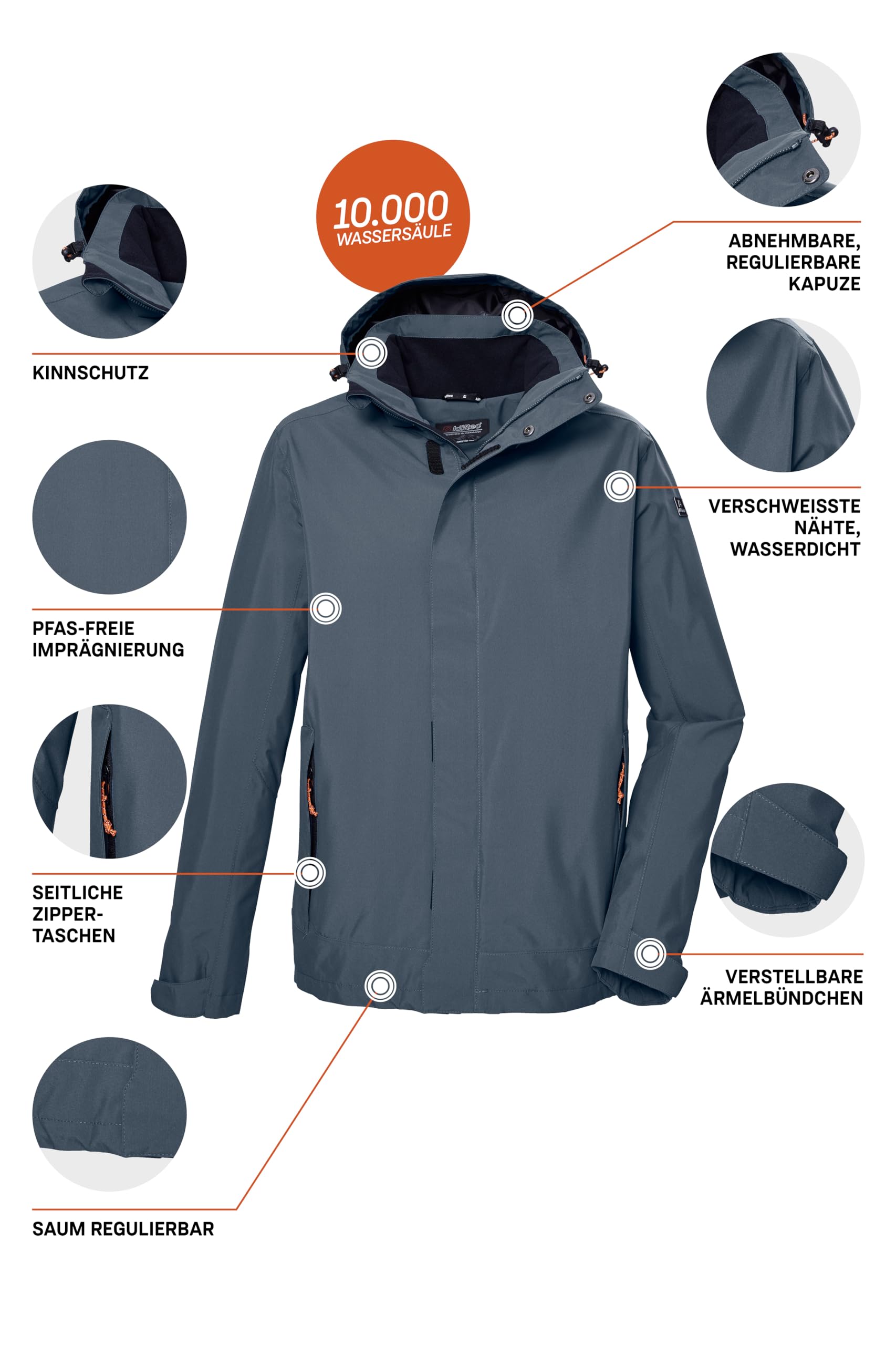 Killtec Kos 87 Mn Jckt_xenios Chaqueta funcional/chaqueta de exterior con capucha con cremallera Hombre