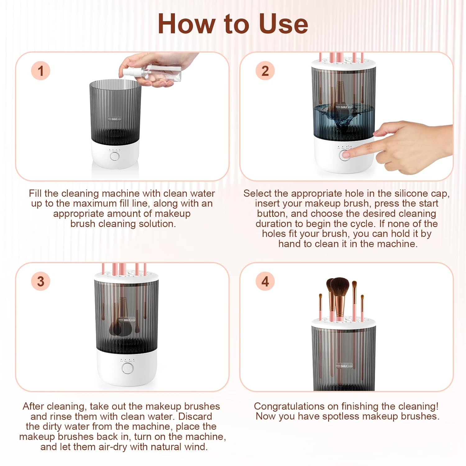 Electric Makeup Brush Cleaner, 6500RPM Automatic Makeup Brush Cleaner Machine, Portable Design with 1800mAh Rechargeable Battery for All Brush Sizes, Perfect Gift for Makeup Lovers - Image 6