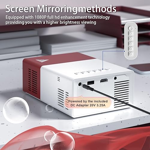 Miniatura 2 de Mini proyector con proyectores portátiles Wifi compatible con 1080P 200 pulgadas Mini proyector de película HD, proyectores para exteriores