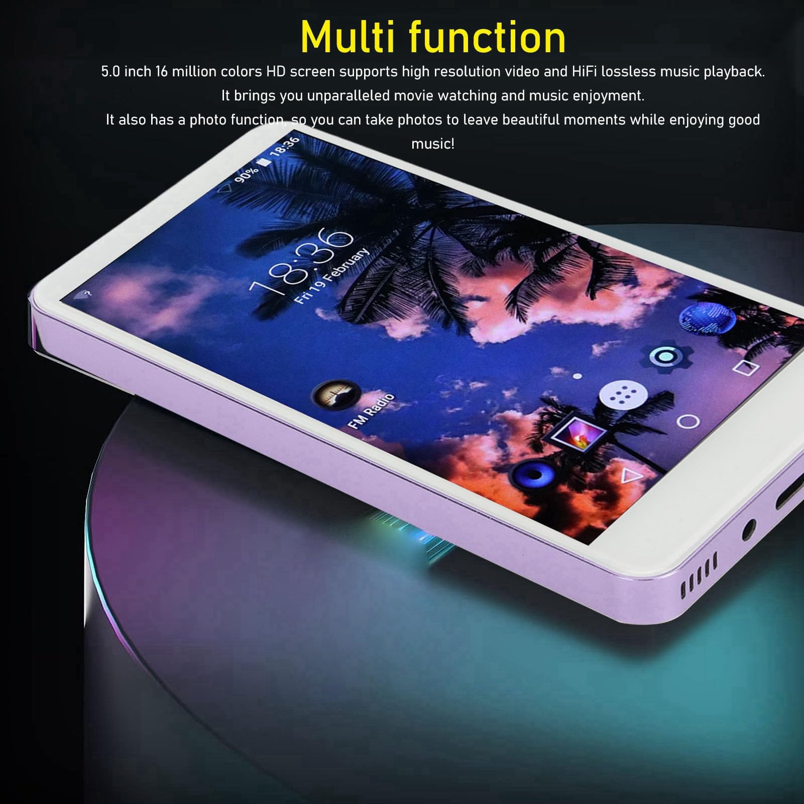 Lettore MP4 Portatile da 5,0 Pollici con Audio HiFi, per Uso | Riproduzione video HD, durata della batteria, supporto per il trasferimento di file, ideale per viaggi e sport