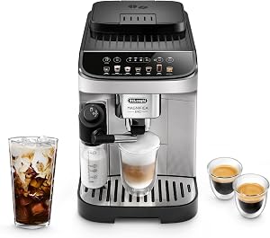 De'Longhi Magnifica Evo Machine à Espresso & Café Automatique avec Mousseur à Lait Automatique, Moulin Intégré & Fonction Auto-Nettoyage - Pour Latte, Cappuccino, Americano, Café Froid, ECAM29084SB, Argent