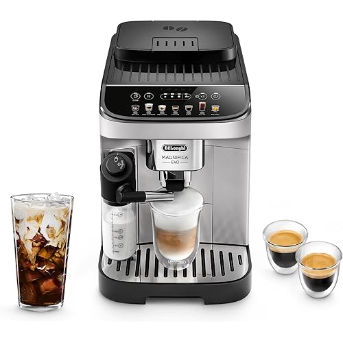 De'Longhi Magnifica Evo Automatic Espresso & Coffee Machine with Auto Milk Frother, Built-in Grinder & Auto-Clean Function - For Latte, Cappuccino, Americano, Iced Coffee, ECAM29084SB , Silver