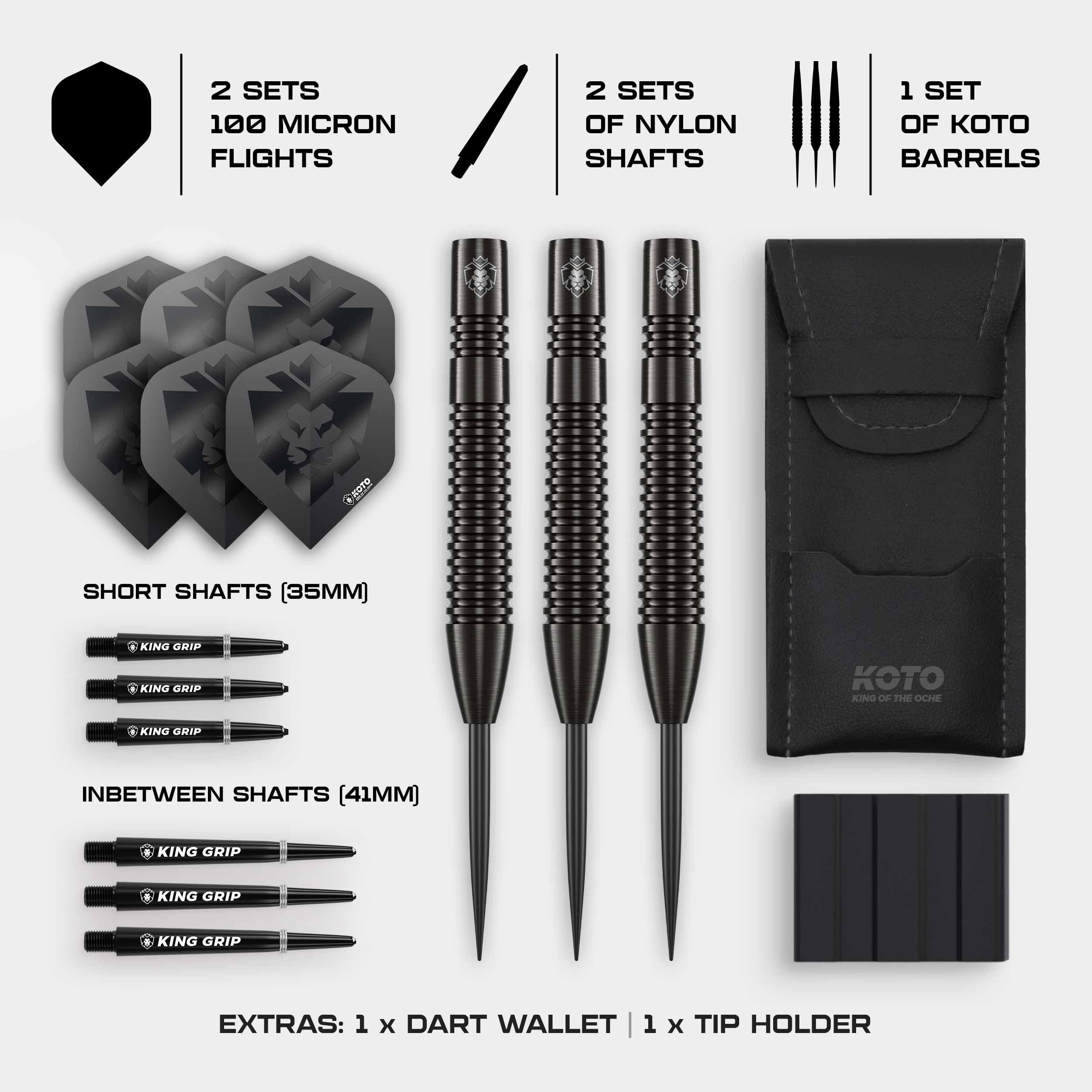 KOTO – Sting Black Tapered 90% Tungsten Rzutki, 28G, Czarny, Steel Tip