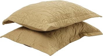 Taç Gala Kendinden Desenli%100 Polyester Yatak Örtüsü Seti, Gold, Çift Kişilik