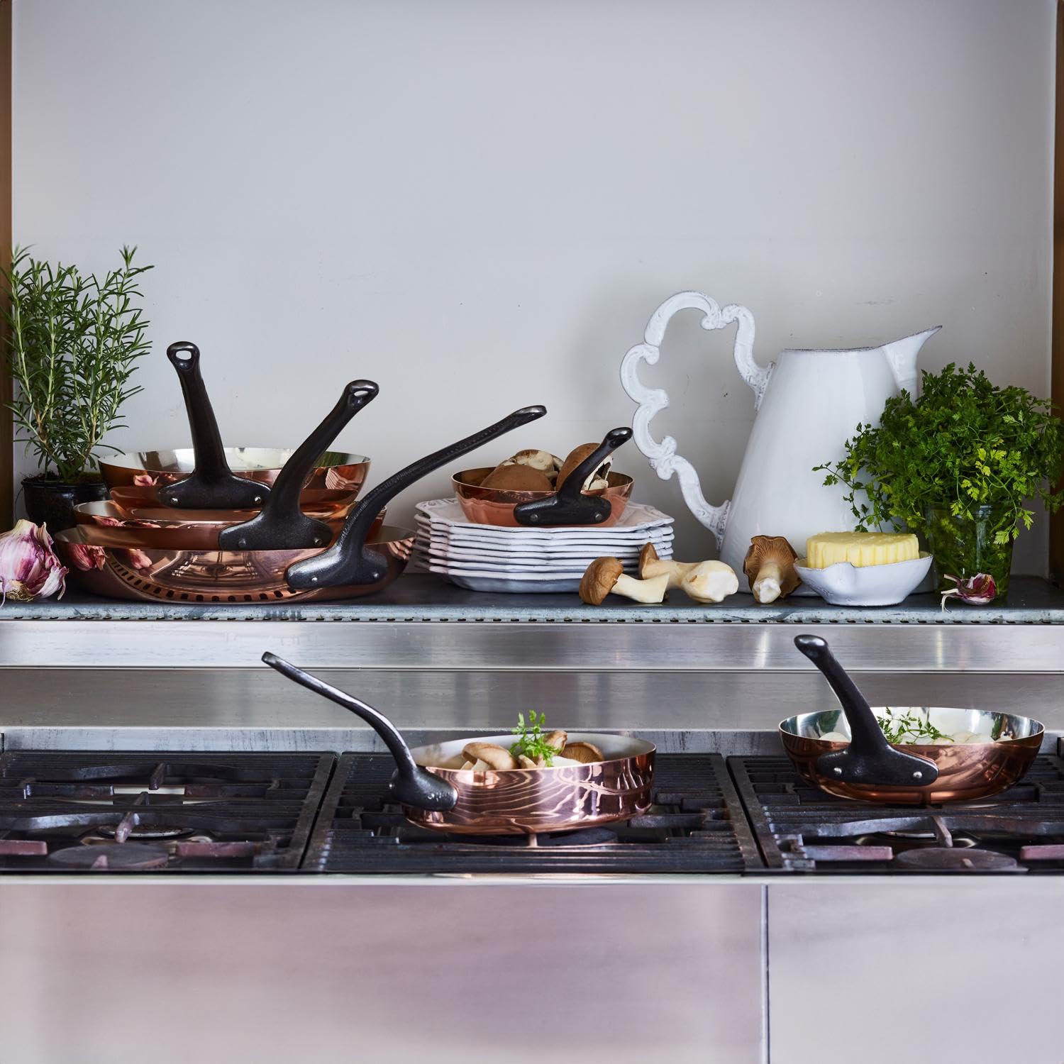 BAUMALU - Poêle - Cuivre Étamé - Tous Feux sauf Induction - Cuisson Rapide - Manche Fixe en Fonte - Design Traditionnel Français Made in Alsace - Ø20cm - Cuivre, Argent et Noir