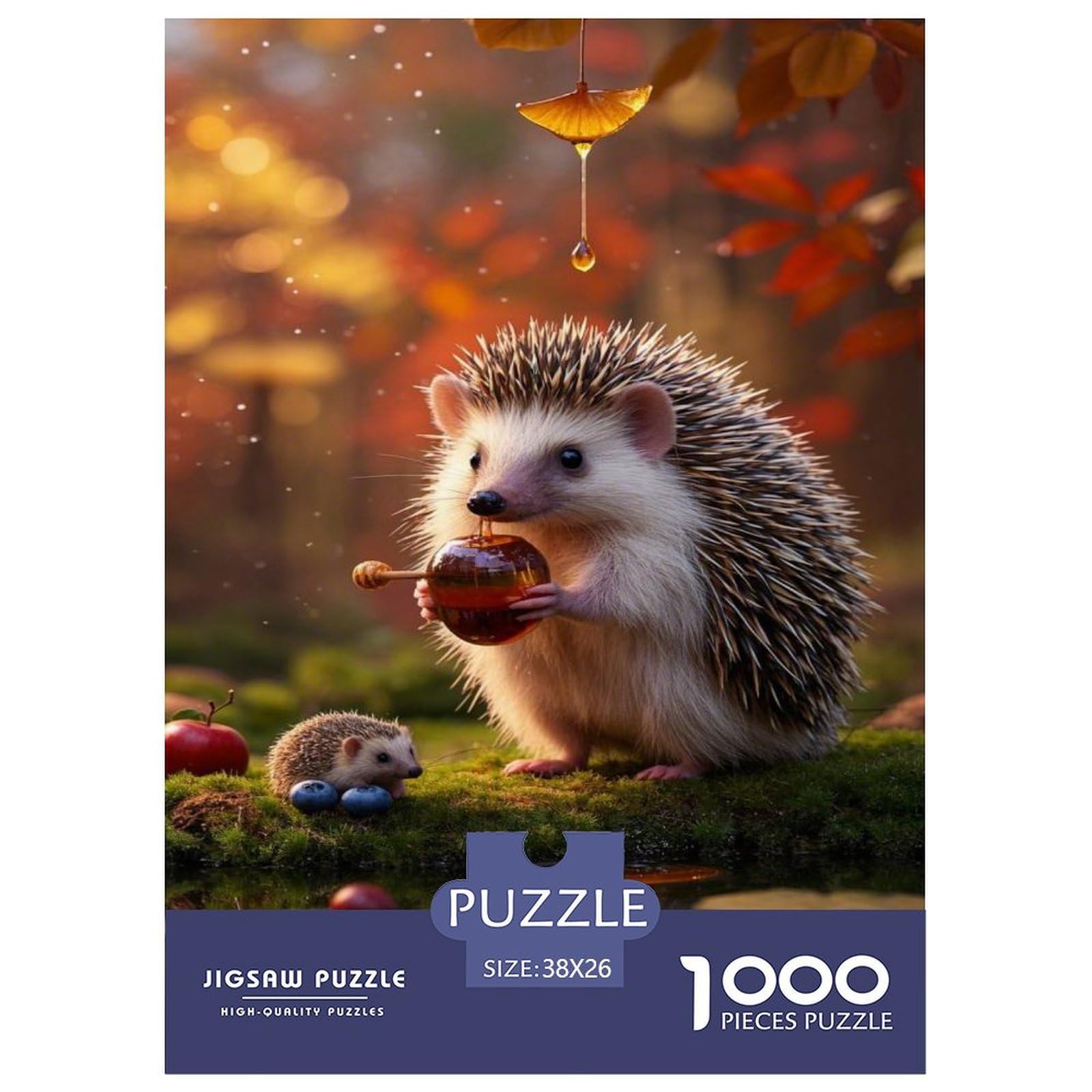 Jigsaw Puzzles Hedgehog 1000 Piece Challenge Toy for Adults,Autumn Forest Impossible Jigsaw Puzzles 1000 Pieces Educational Game Home Decoration 38x26cm/1000pcs — image 1