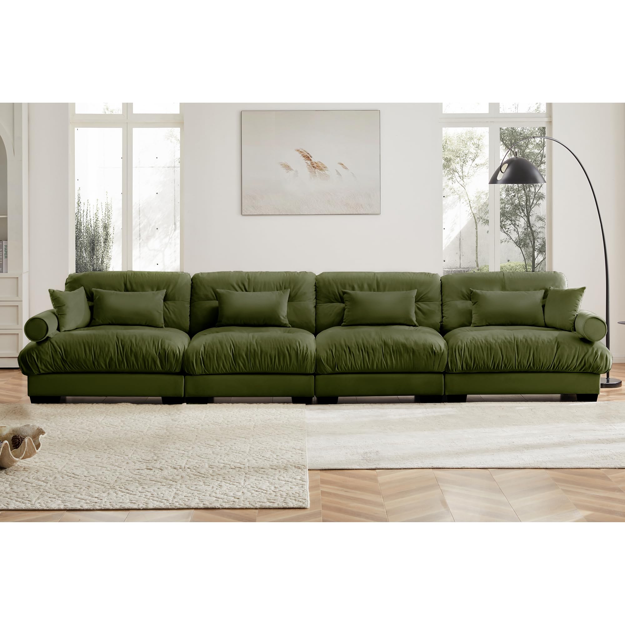 Modular Cloud Couch Sectional Sofas with Ottoman - Modern Two-Seater Sleeper Sofa Bed for Living Room and Bedroom