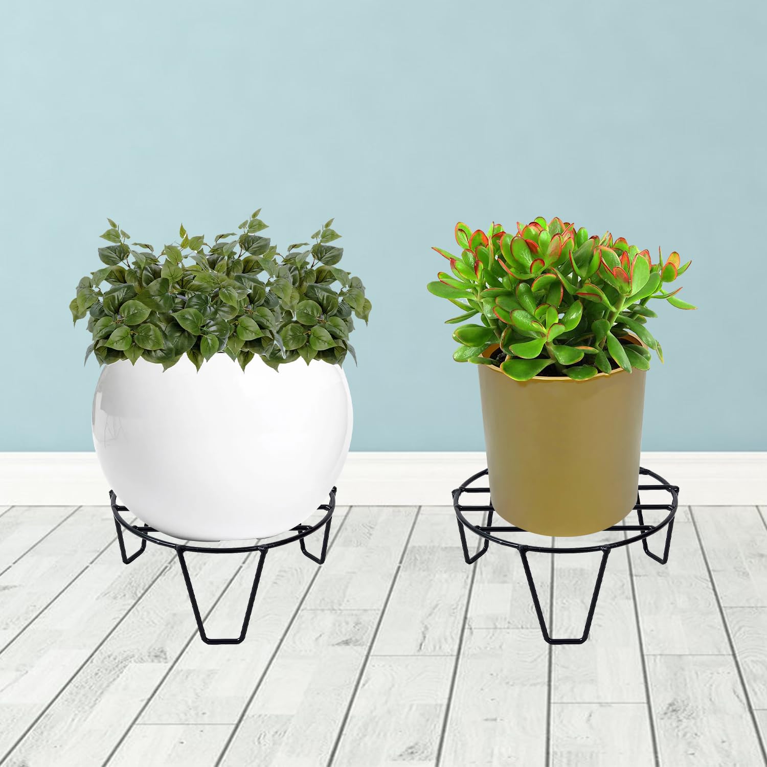 Pivalo Round Plant Stand Galvanised Metal Gamla Support Corner Rack Display Shelf Indoor & Outdoor Flower Pot Holder for Planters Home Garden Balcony Decoration (Pack of 2, Black) (B0CZ4D924N) Amazon Price History, Amazon Price Tracker
