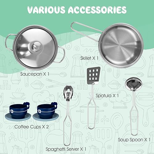 Miniatura 9 de GLACER Juego de cocina de madera para niños, cocina de juego de simulación de 2 piezas con luces y sonidos realistas, lavadora, dispensador de agua,