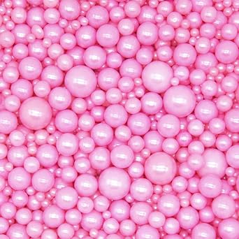Edible Candy Cake Decoration Pink Pearl 4.23 Ounces Birthday Halloween Thanksgiving Christmas party Team Dinner Cake Cupcake Cookies for Dessert Sprinkles