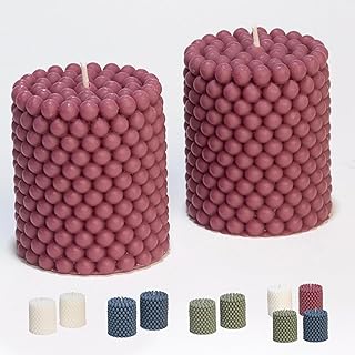 Bubble Candle Sets | Unscented Mini Pillar Candles | 25-Hr Burn Time Aesthetic Trendy Colored Soy Wax Candles