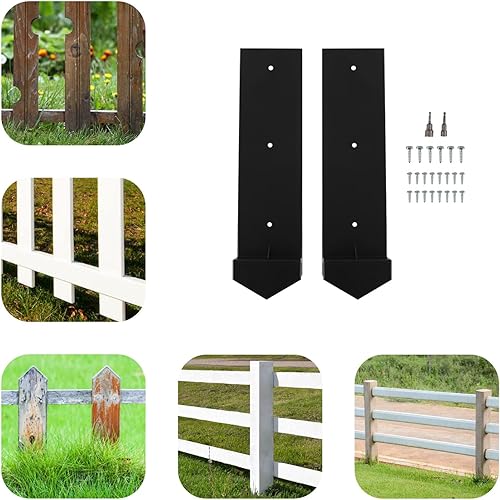 Miniatura 3 de CNCEST Kit de reparación de postes de valla negro, juego de reparación de postes de valla de acero, base de soporte para poste de cerca, en forma de