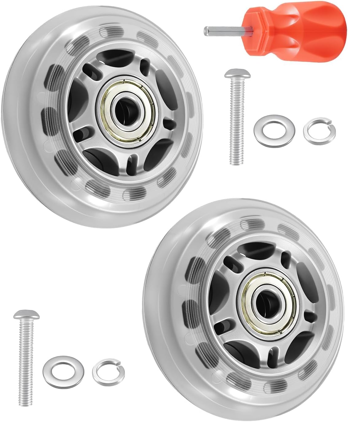 Front Mobile Wheel Replacement Kit Fit for Peloton Bike, 2.72In OD | Transport Wheels with Bolts and Washers, Exercise Bike Transport Caster Kit Easy Relocation, 2 Pack