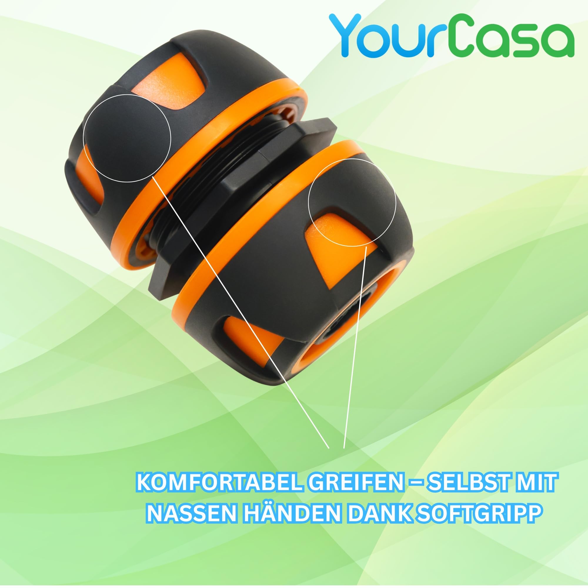 YourCasa Slangaansluiting 3/4 inch (19 mm) koppeling van 2 waterslangen - tuinslang connector slangkoppeling - adapter slangaansluiting verbindingsstuk dubbele koppeling (antraciet