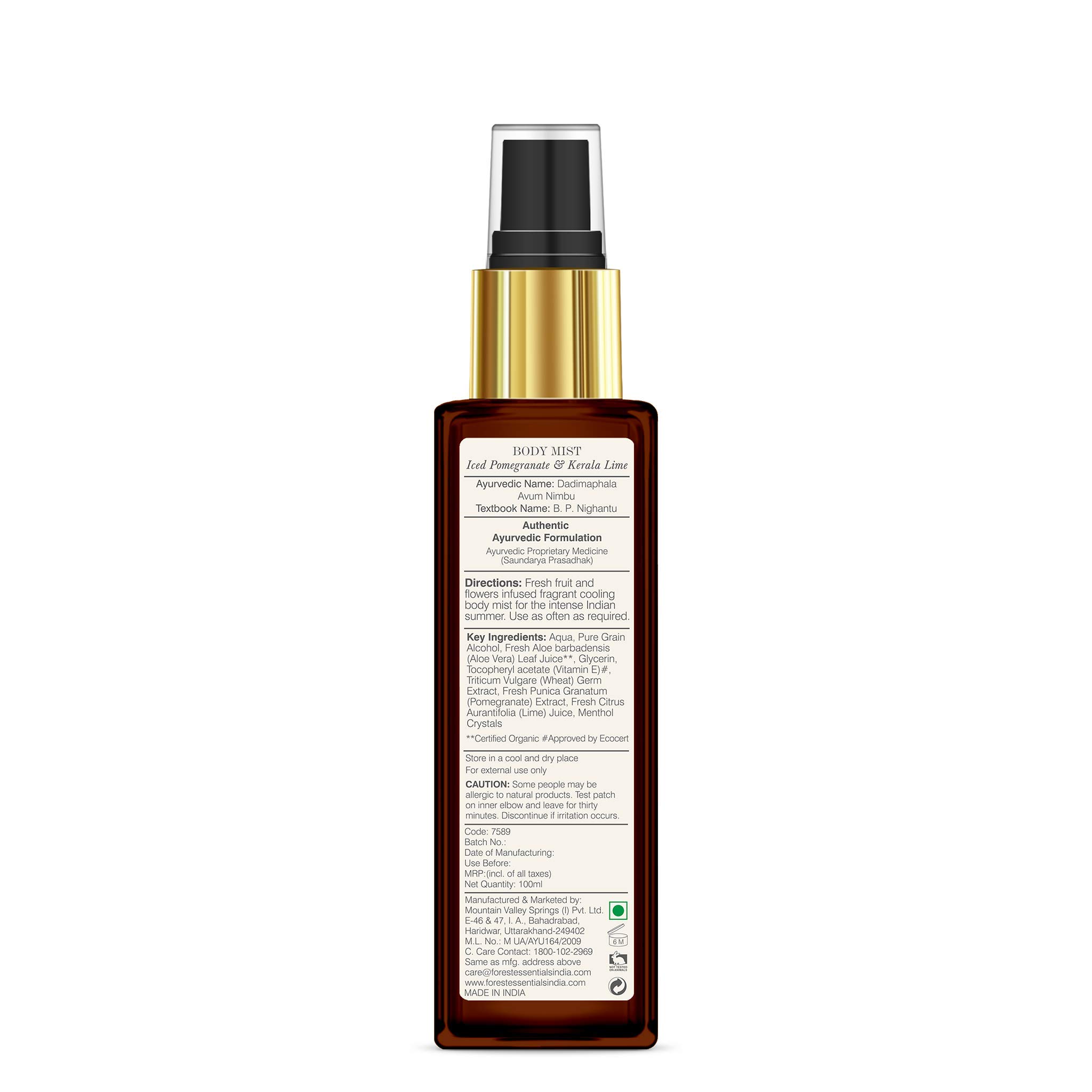 Forest Essentials Body Mist, Iced Pomegranate with Fresh Kerala Lime, 100ml