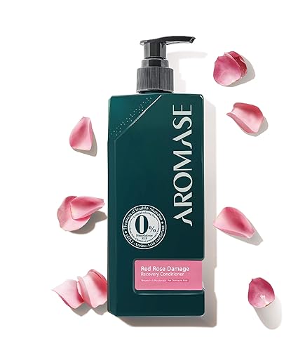 Aromase Red Rose - Acondicionador de recuperación de daños, aceite de rosa Damasco desenreda el cabello encrespado, enjuague limpio, hidratante de