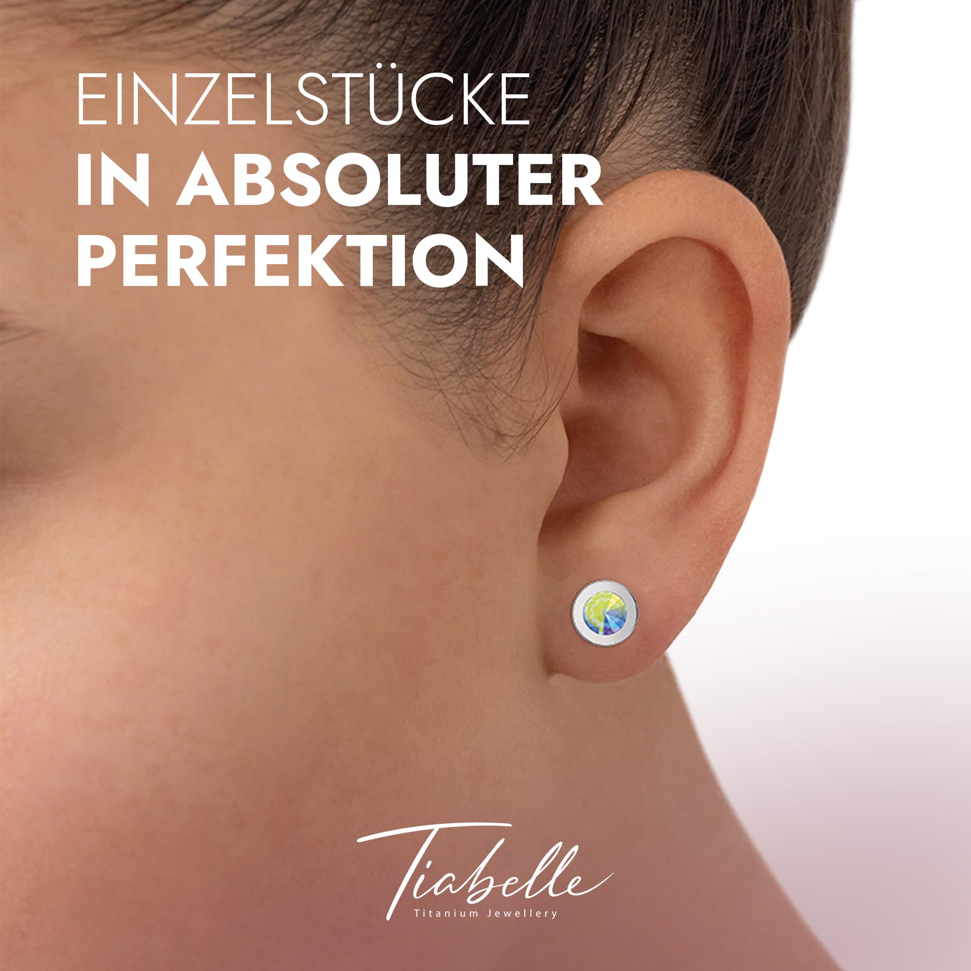 TIABELLE – Ohrstecker LUNA aus Titan mit funkelnden Swarovski® Zirconias – Ohrringe für Damen – allergenfrei & hautverträglich – Handmade in Germany (7,6mm ø)