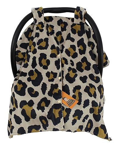 Miniatura 3 de Dear Baby Gear Toldo de lujo para asiento de automóvil, estampado de leopardo dorado, liso dorado, 40 x 30 pulgadas, impresión personalizada,