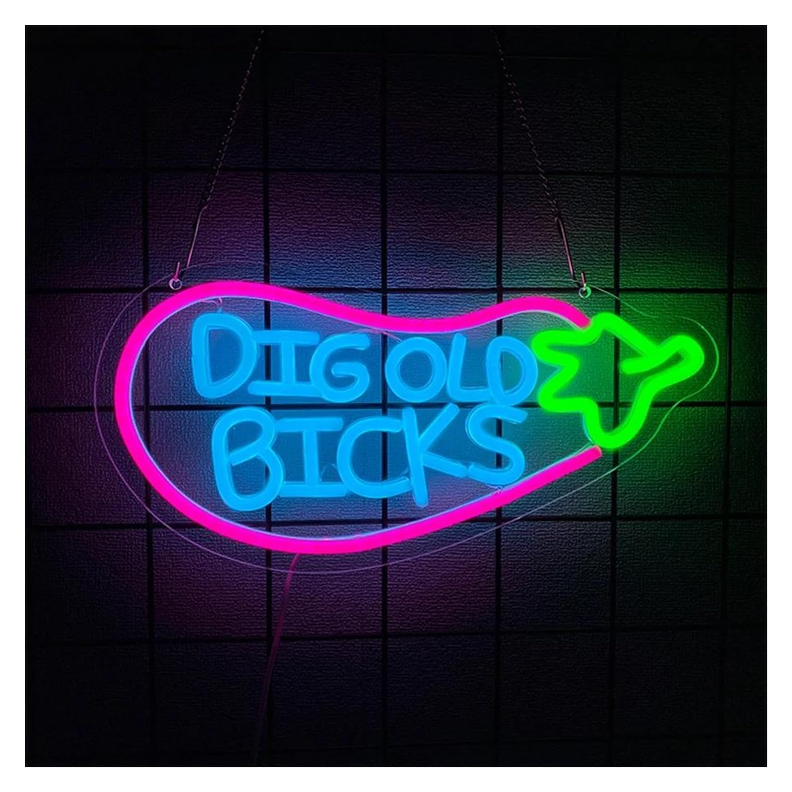 Shouxi One Color Sign Lamp Dig Old Bicks Neon Sign Cartoon Eggplant Light Dimmable For Beer Pub Bar Man Cave Room Party Decor 35.5Cmx18.2cm