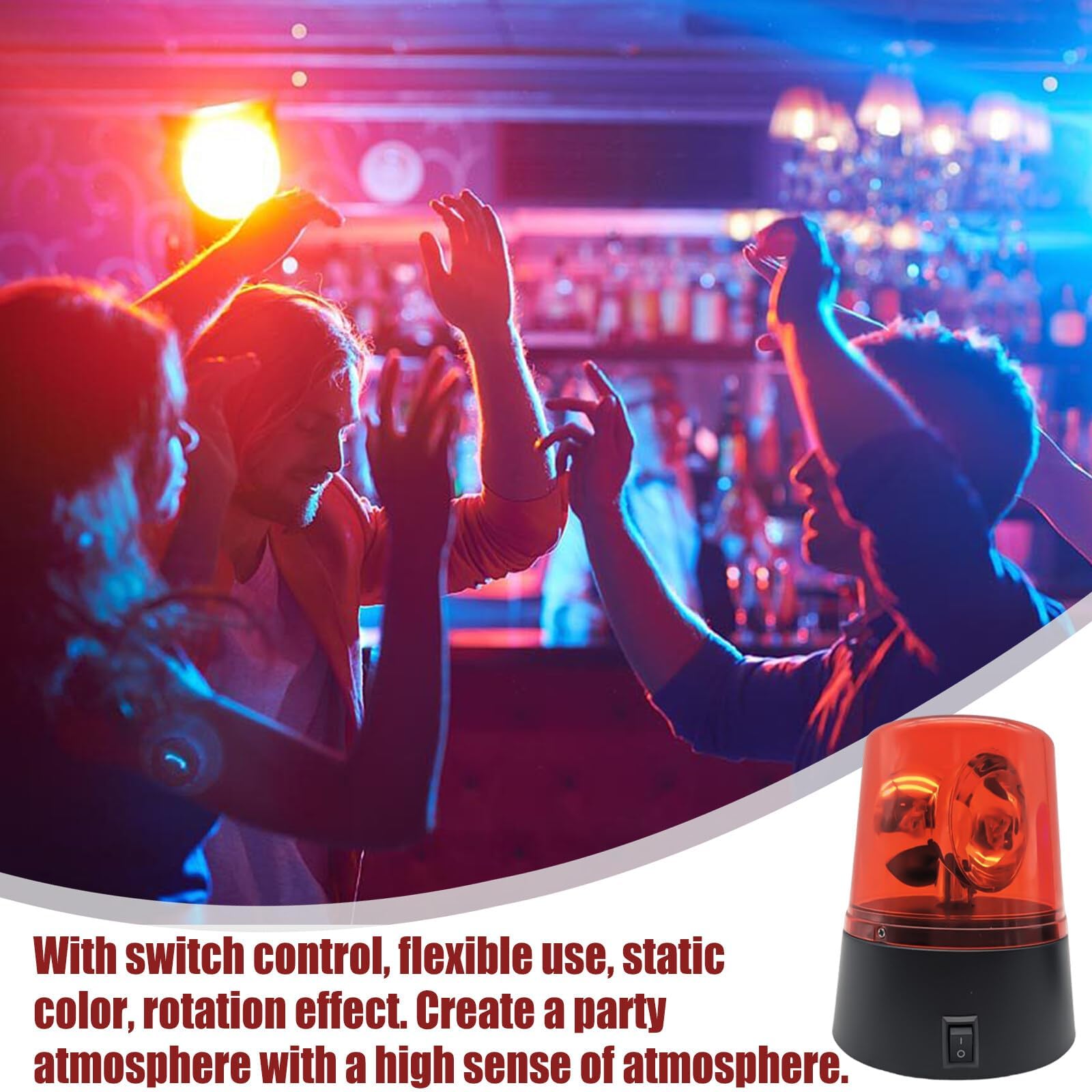Juego de 2 Luces Intermitentes LED en Forma de Luz Roja, Girofaro con Reflector Giratorio, Flash de 360°, Funcionamiento con Pilas, Iluminación de Fiesta DJ, Decoración para Fiesta Club