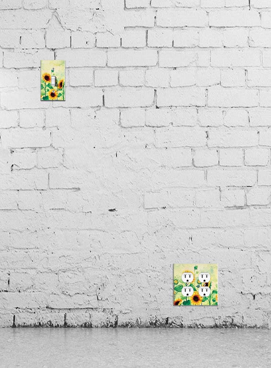 WIRESTER Double Duplex Outlet Cover Wall Plate/Switch Plate - Sunflowers Flowers