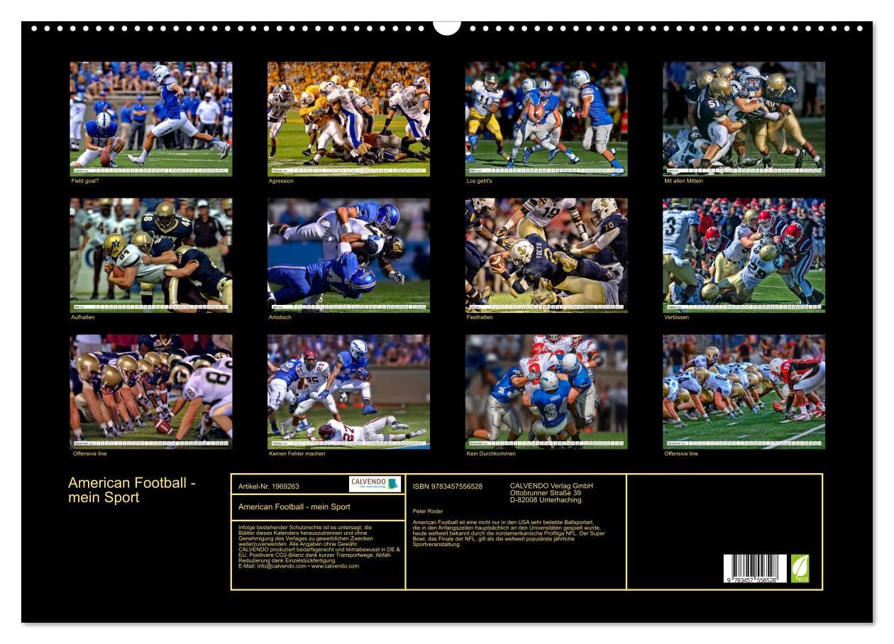 American Football - mein Sport (Wandkalender 2026 DIN A2 quer), CALVENDO Monatskalender: American Football, faszinierender Teamsport. (CALVENDO Sport)