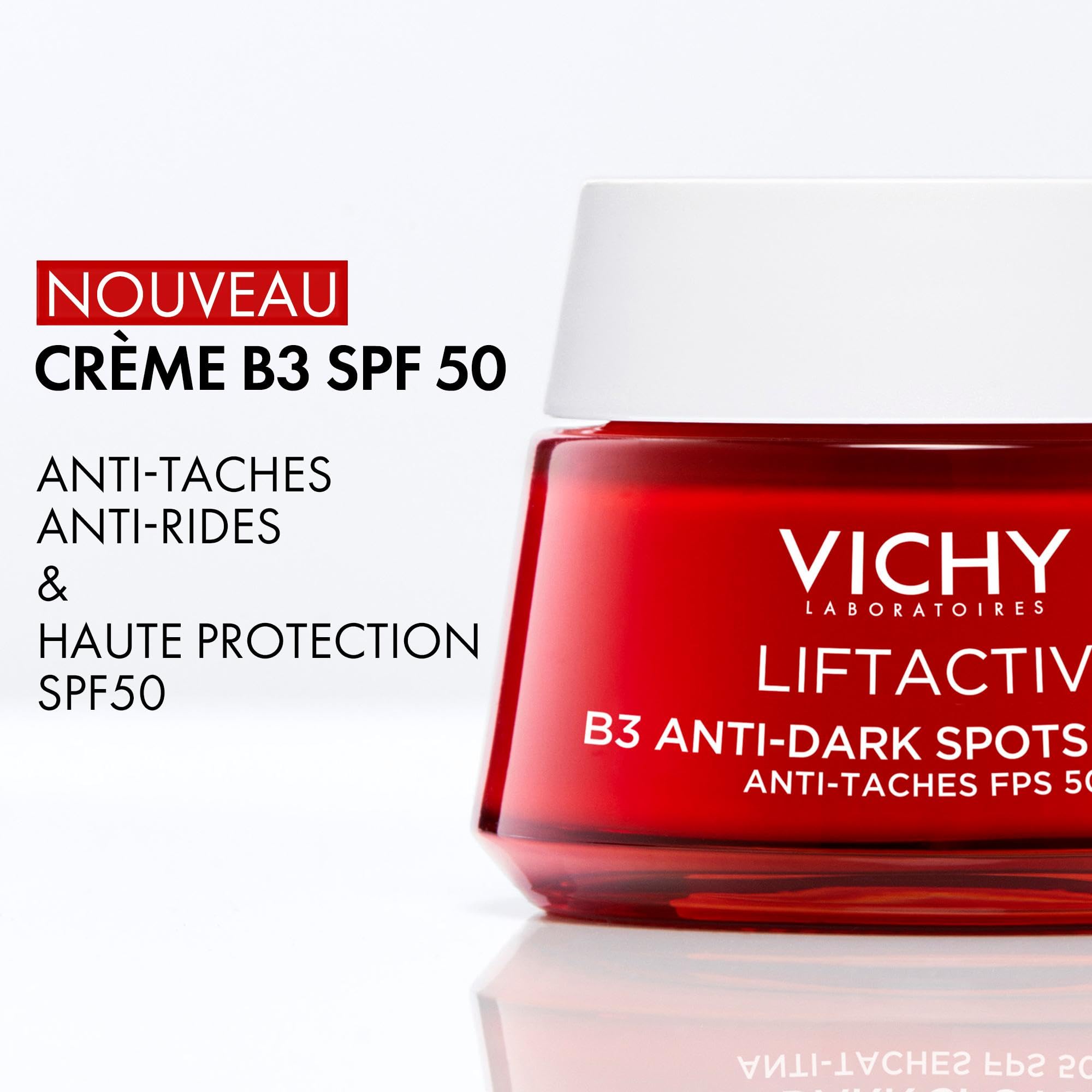 Vichy - Liftactiv Crème De Jour Spf 50 Visage B3 - Crème Anti-Tache Visage - Enrichie en Niacinamide et Melasyl, Filtre SPF 50 - Correction Taches et Rides - Testé dermatologiquement