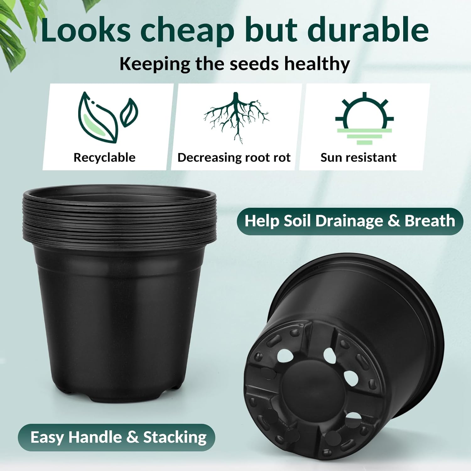 120 Pcs Small Plastic Palnt Pot, 4 5 6 Inch Nursery Pots with Drainage, Seedlings Starter Pots for Plants, Great for Herbs, Cuttings, and Starter Plants (120 pcs,456 inch)