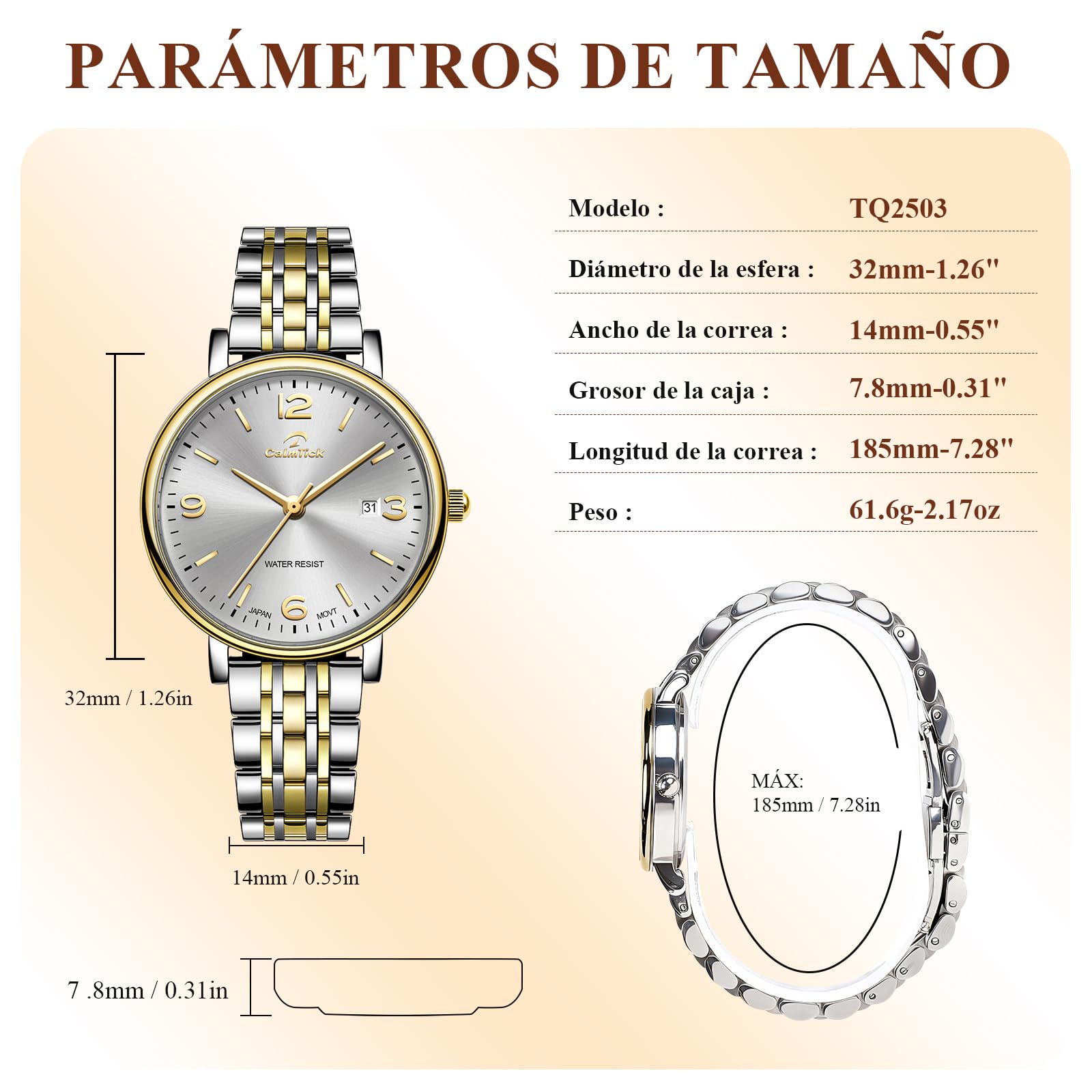 AVTREK Relojes para Mujer con Correa de Acero Inoxidable,indicador de Fecha