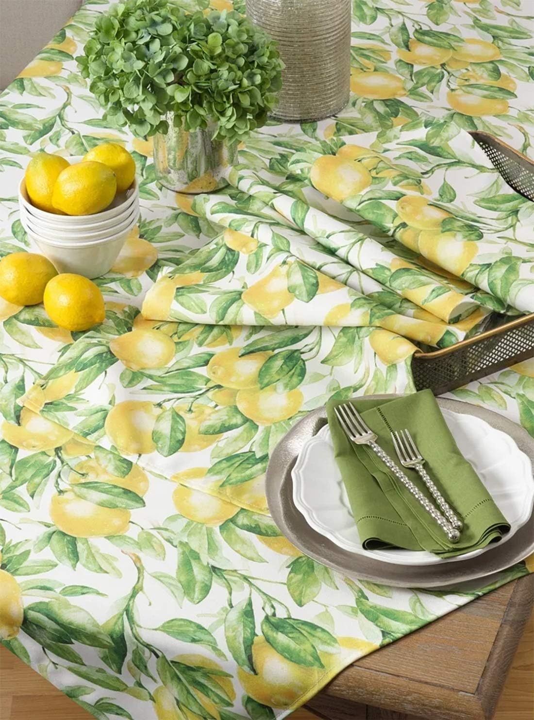 Fennco Styles Lemon Printed Design Placemats 13 x 19 Inch, Set of 4 - Multicolored Table Mats for Home Décor, Dining Room, Banquets, Everyday Use and Special Occasions