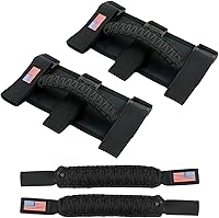 Vista 8 de Asas de agarre de barra antivuelco + mango de agarre para reposacabezas compatible con Jeep Wrangler JLU JK JKU TJ YJ TJ JT JL Sport Sahara Freedom