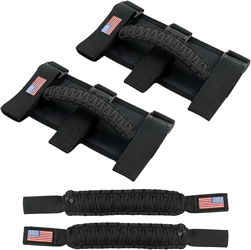 Vista 90 de 4 asas de agarre de barra antivuelco compatibles con Jeep Wrangler JLU JK JKU TJ YJ LJ JT JL y Gladiator JT 1987-2021 UTV y ATV, se adapta a barras