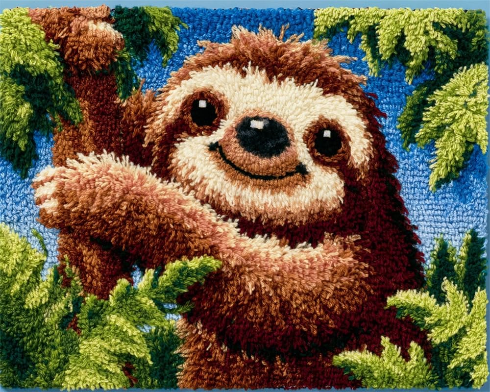 FWRTYCB 3D Latch Hook Rug Kit Lovely Smiling Sloth
