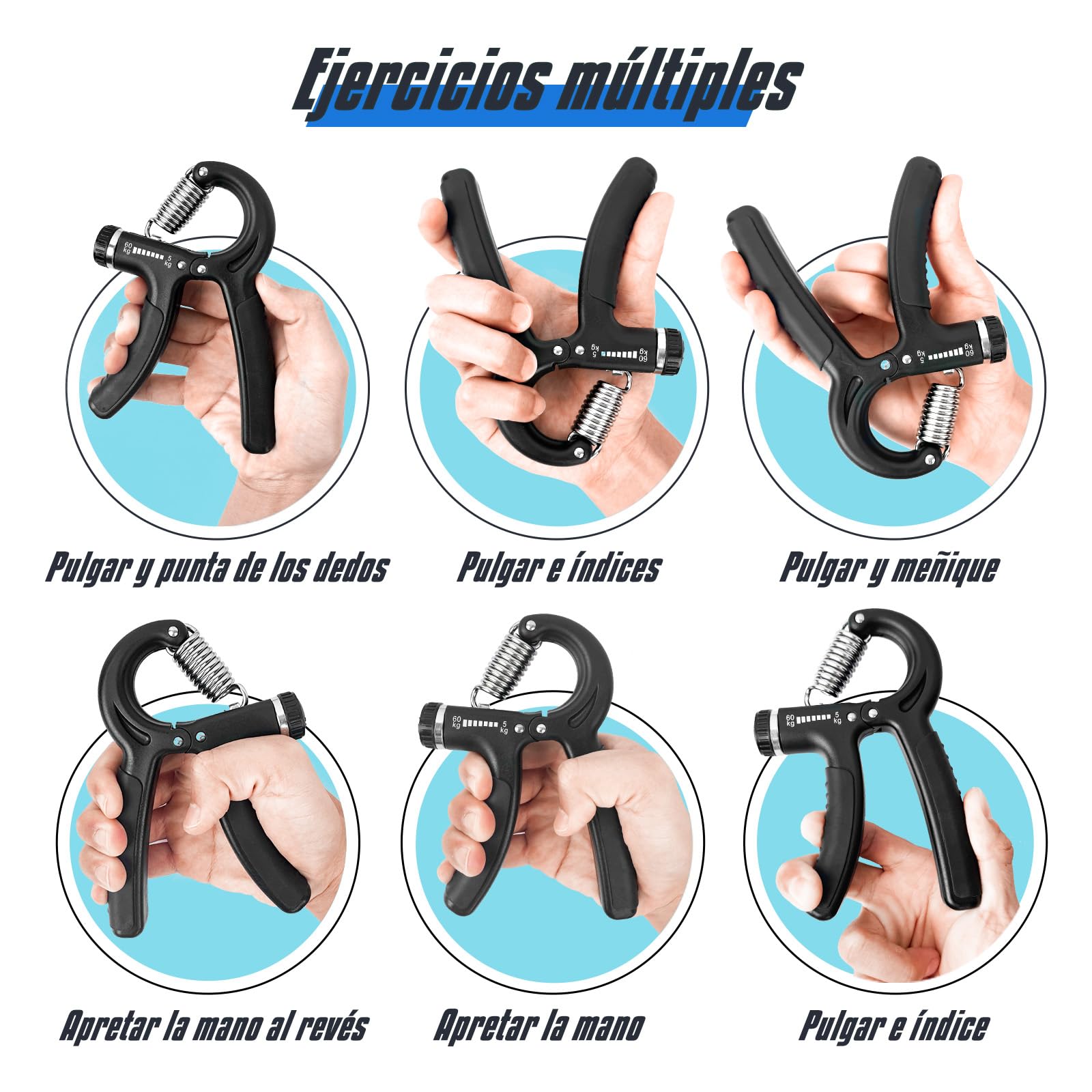 Hand Grip, Antebrazos Fortalecer con FuncióN de Conteo,Fortalecedor de Agarre con Resistencia Ajustable 5-60kg,Fortalecedores de Mano para Entrenar El Agarre,Dedos, La MuñEca