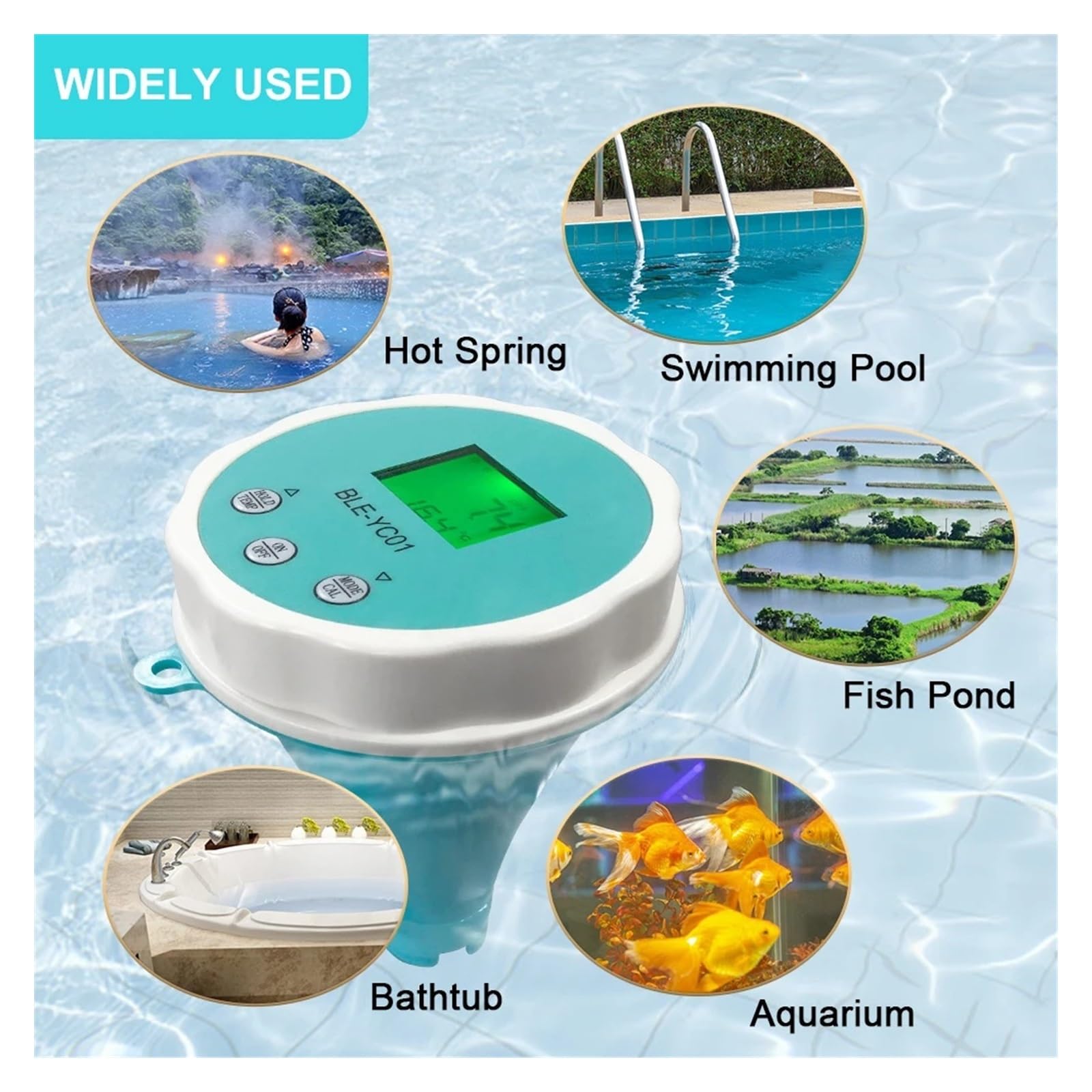 Digitales pH-Meter, 6-in-1-Wasserqualitätsdetektor PH EC TDS ORP Temperatur Chlor Multifunktions-Wassertester APP Online-Monitor for Schwimmbäder(7 in 1)