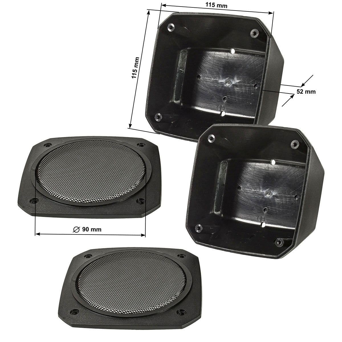tomzz Audio 4000-010 Retro Look Aufbau Lautsprecher-Satz im Gehäuse DIN 100mm Lautsprecher 2-Wege Koaxial System 80 Watt