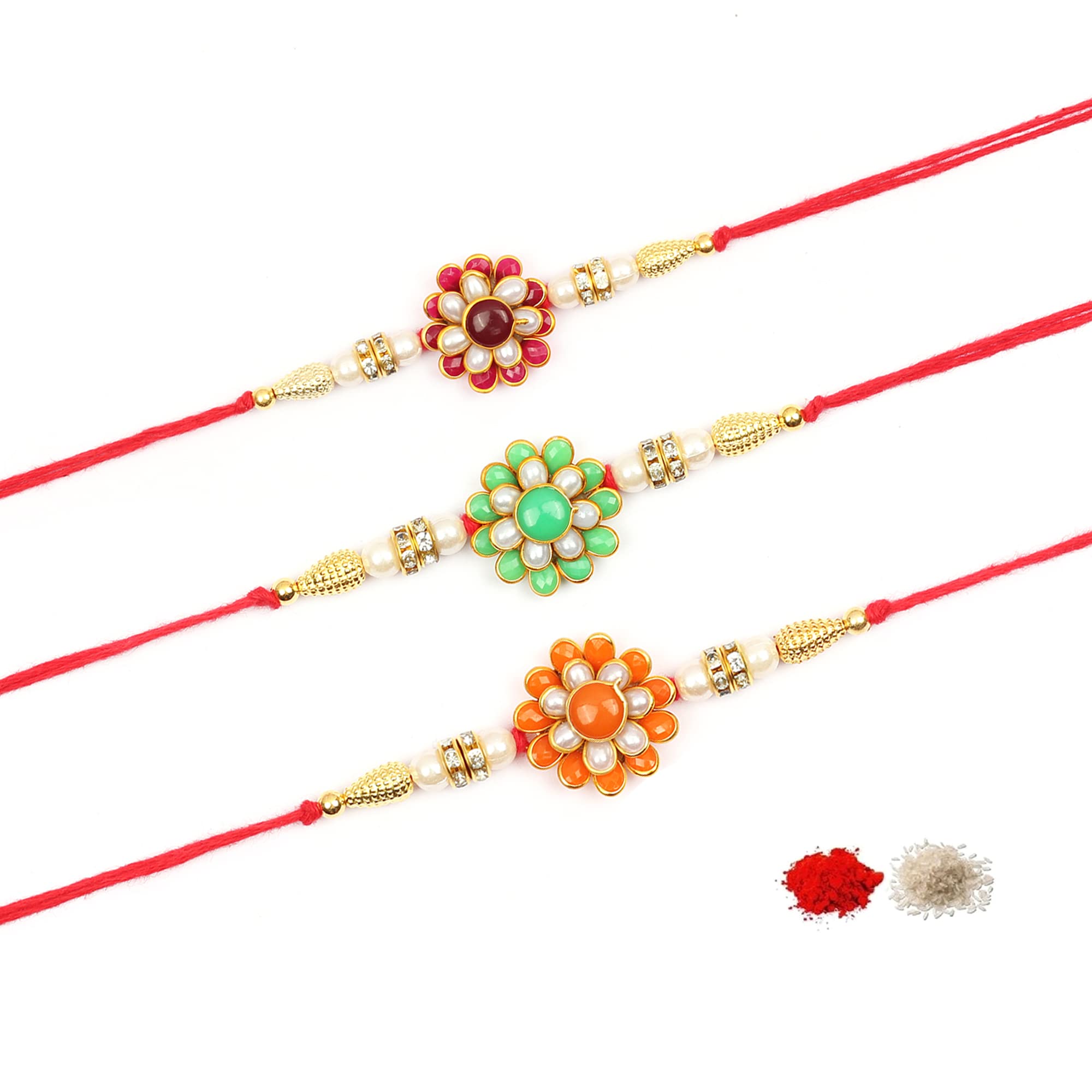 SHOPEX INDIA DESIGNER RAKHI SET FOR RAKSHABANDHAN (PACK OF 3)
