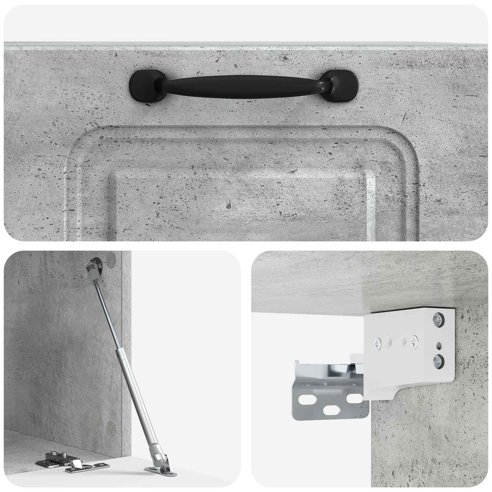 Wandmontierter TV-Schrank Betongrau 59,5 x 41 x 30 cm, Entertainment-Center mit Regalen und Fächern für Medienplayer und Konsolen, platzsparendes Design für Wohnzimmer, robuste