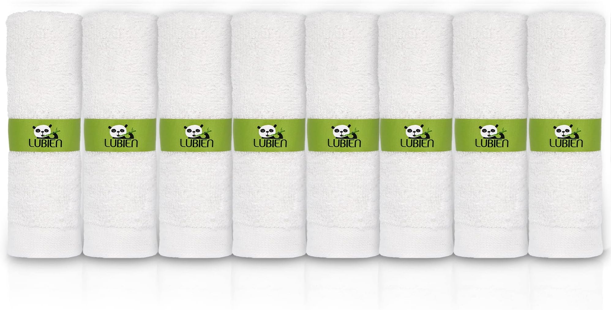 LUBIEN Set of 8 Bamboo White Washcloths for Baby and Adults - Soft, Absorbent, and Gentle on Sensitive Skin - Perfect for Bath, Face, and Body - Hypoallergenic and Eco-Friendly Towels 10โx10โ